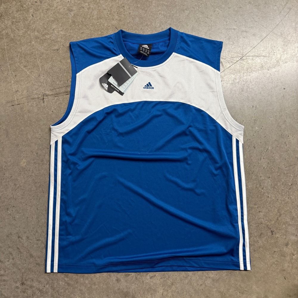 Adidas ClimaCool Basketball Tank Top Mens Medium Blue White Mesh Jersey NWT